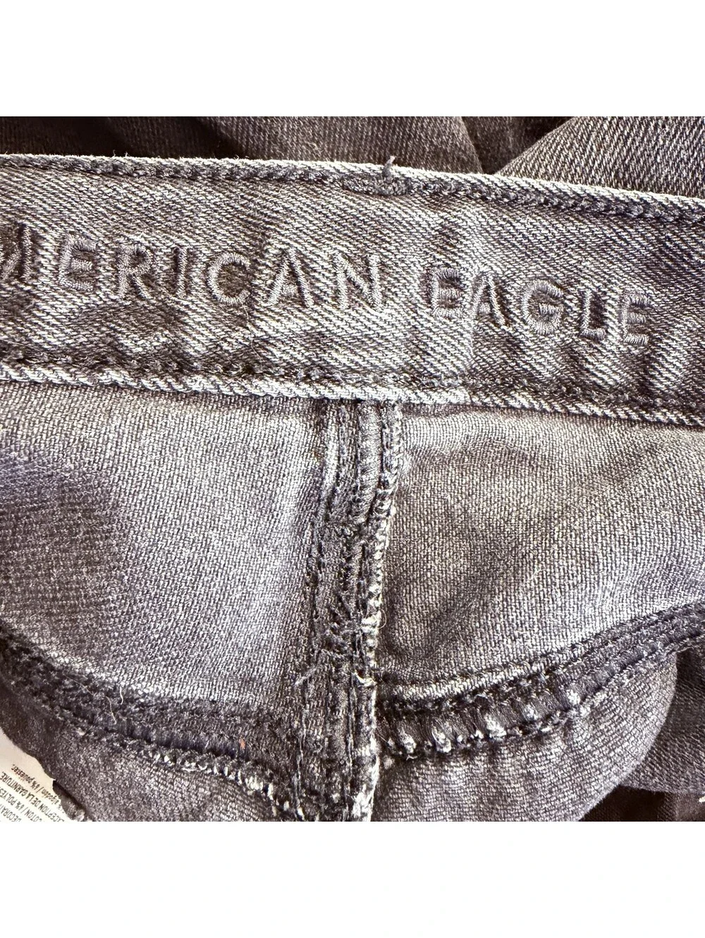 American Eagle Mom Jeans Black/Gray Denim Jeans Cotton Distressed Size 4 Reg